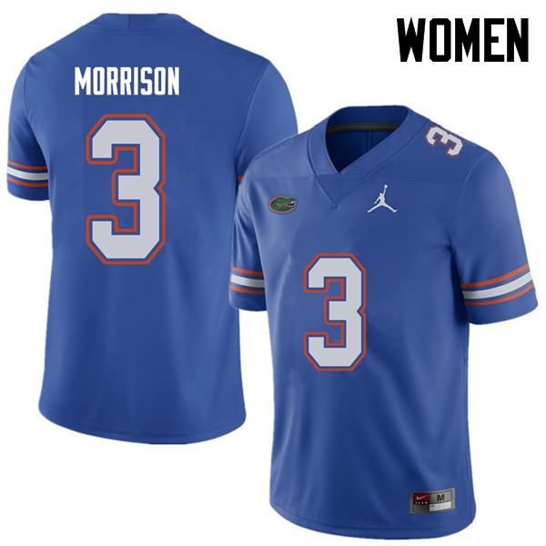 Women's NCAA Florida Gators Antonio Morrison #3 Stitched Authentic Jordan Brand Royal College Football Jersey HHD7865YT